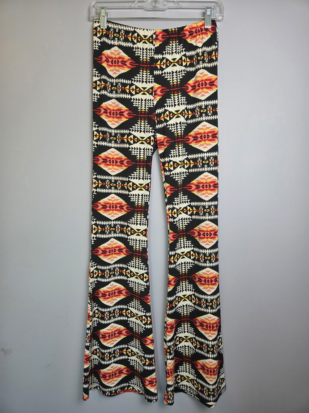 Love Tree Tribal Print Flared Festival Pants, Medium Boho Pull-on